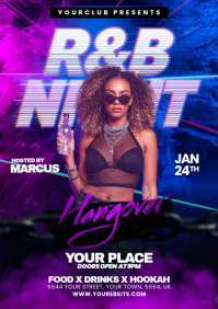 Purple Neon R&B Night Event A5 template