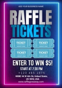 Purple Neon Raffle Tickets A2 template
