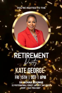 Purple Neon Retirement Party  Poster template