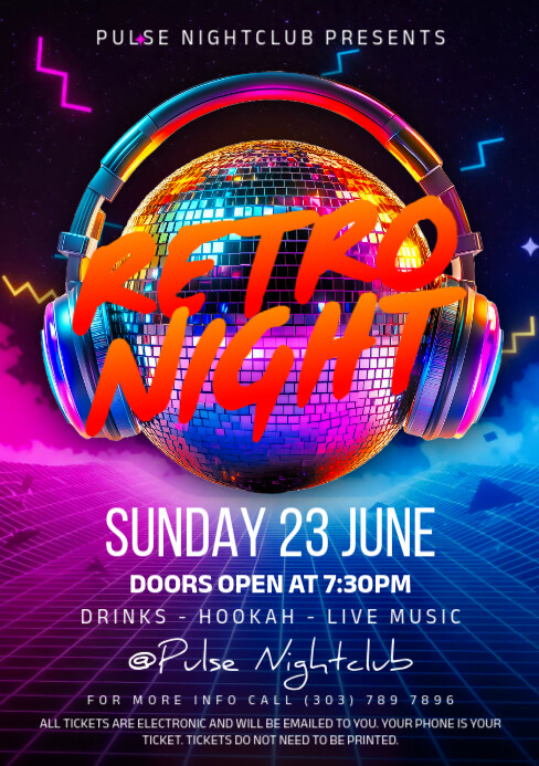 Purple Neon Retro Night A5 template