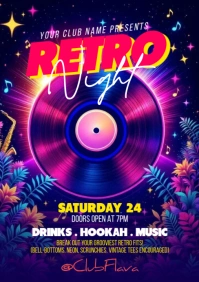 Purple Neon Retro Night A5 template