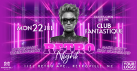 Purple Neon Retro Night Club Event Banner Isithombe Esabiwe ku-Facebook template
