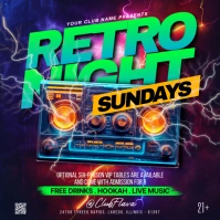 Purple Neon Retro Night Instagram Post template