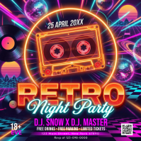 Purple Neon Retro Night Party Instagram Post template