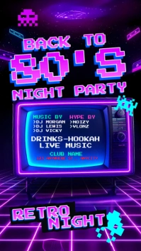 Purple Neon Retro Night Party Instagram Story template