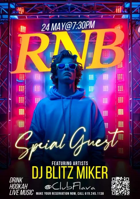 Purple Neon RNB Music Event A5 Video Template | PosterMyWall