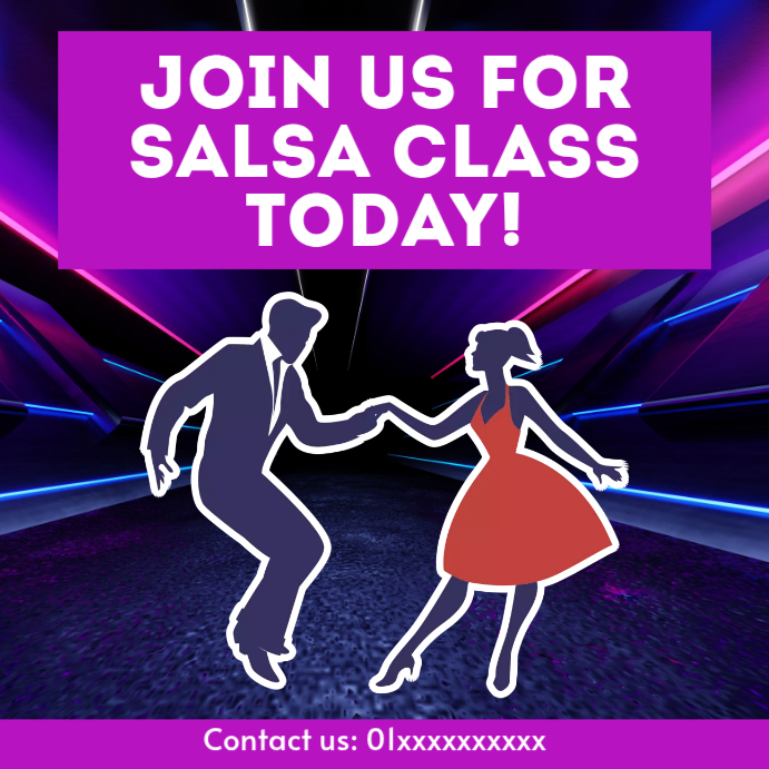 Plantilla de Purple Neon Salsa Dance Class Instagram Post | PosterMyWall