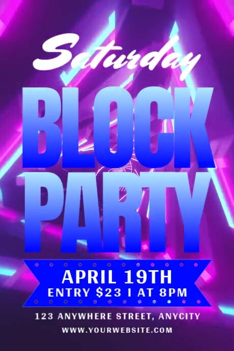 Copy of Purple Neon Saturday Block Party Poster | PosterMyWall