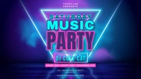 Purple Neon Saturday Music Party Pos Twitter template