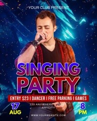 Purple Neon Singing Party Instagram Portrait template