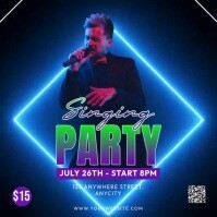 Purple Neon Singing Party Pos Instagram Wpis na Instagrama template