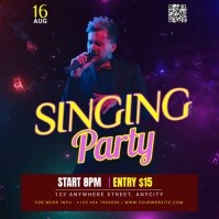 Purple Neon Singing Party Pos Instagram template