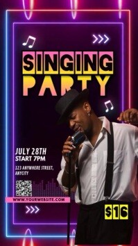 Purple Neon Singing Party Reel Instagram template