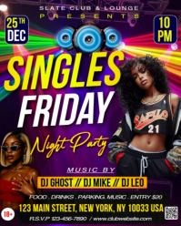 Purple Neon Singles Friday Night Party Editable Club Event Flyer Template Instagram Portrait