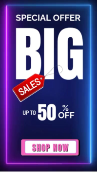 Purple Neon Special Offer Sale Instagram Reel Video template