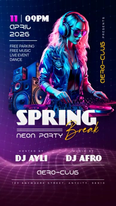 Purple Neon Spring Break Neon Party Instagram Reel Video Template ...