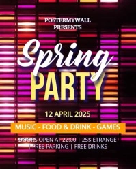 Purple Neon Spring Party Instagram Portrait template