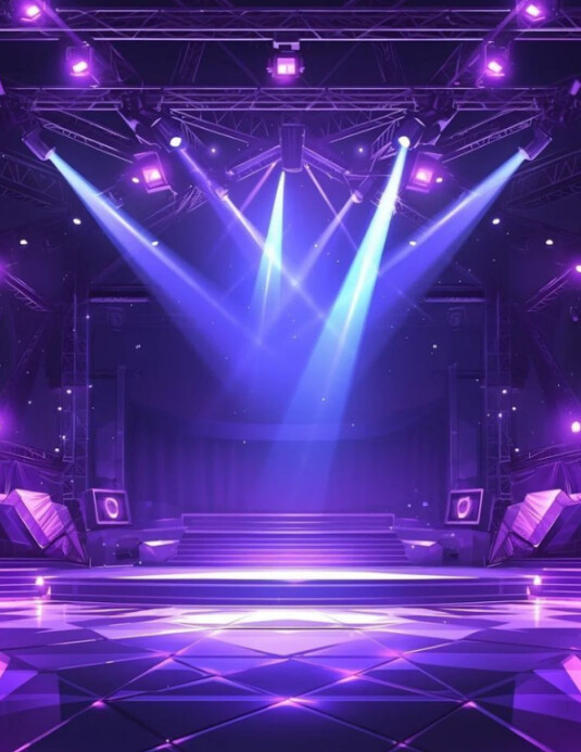 Purple Neon Stage Glow Party  Flyer (us Letter) template