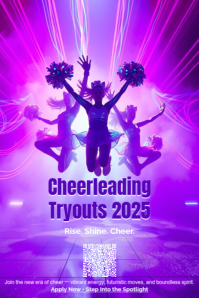 Purple Neon Style Gradients Iridescent Energy Cheer Tryouts Poster โปสเตอร์ template