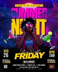 Purple Neon Summer Beach Party Instagram Portrait template