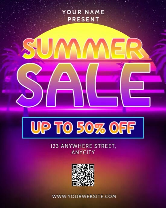 Purple Neon Summer Fest Instagram Portrait template