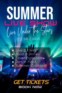 Purple Neon Summer Live Show Poster Póster template