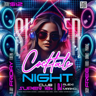 Purple Neon Summer Night Club Event Instagram Post Video template
