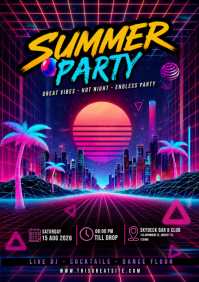 Purple Summer Party A4 Template