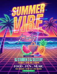Purple Neon Summer Party Flyer template