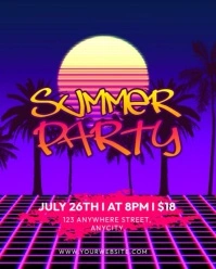 Purple Neon Summer Party Instagram Portrait template