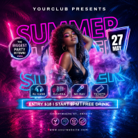 Purple Neon Summer Party Instagram Post template