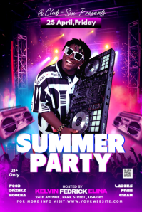 Purple Neon Summer Party Poster template