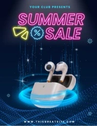 Purple Neon Summer Sale  Flyer (us Letter) template