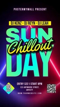 Purple Neon Sunday Chillout Tampilan Digital (9:16) template