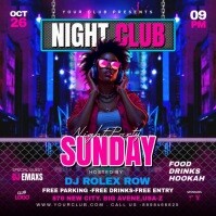 Purple Neon Sunday Night Club Party Instagram Post template