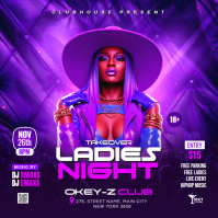 Purple Neon Sunday Takeover Ladies Night Party Instagram Post Wpis na Instagrama template
