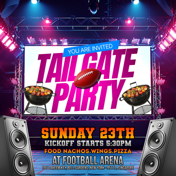 Purple Neon Tailgate Party Instagram Post template