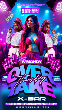 Purple Neon Takeover Party Template Instagram Story