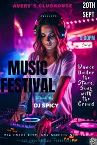 Purple Neon The Poster Features A Central Image Of A Female Dj Actively Mixing Music Pinterest Graph template