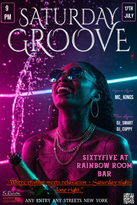 Purple Neon This Image Is A Dynamic And Colorful Flyer Entitled "saturday Groove " Pinterest Graphic Pinterest-grafik template