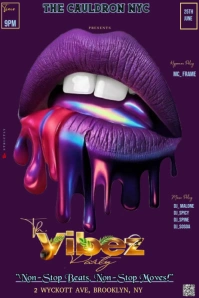 Purple Neon This Image Is A Striking And Vibrant Poster Design For An Event Titled "the Vibez Party" Pinterest Graphic template