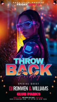 Purple Neon Throwback Party Instagram Story Instagram-verhaal template