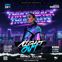 Purple Neon Throwback Thursday Night Out Instagram Post template