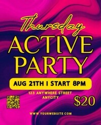 Purple Neon Thursday Active Party Instagram Portrait template