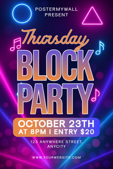 Purple Block Party Posters Template | PosterMyWall