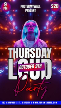 Purple Neon Thursday Loud Party Instagram Story template
