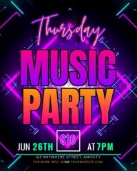 Purple Neon Thursday Music Party Instagram Portrait template