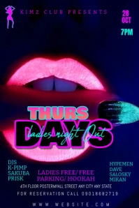 Purple Neon Thursday Party Flyer  Pinterest Graphic template