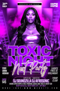 Purple Neon Toxic Night Next Club Party Poster Plakat template