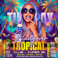 Purple Neon Tropical Club Night Instagram Post Video Instagram-Beitrag template